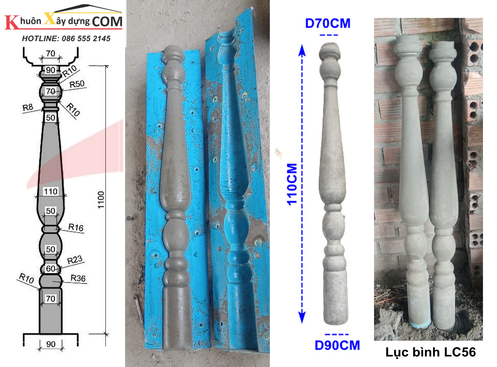 lục bình bê tông LC56 làm theo bản vẽ