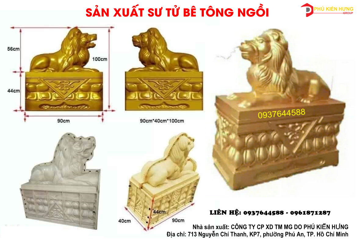 Sản xuất sư tử bê tông ngồi