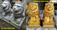 Sư Tử Bê Tông Ngồi Biểu Tượng Uy Nghi, Thu Hút Tài Lộc Cho Gia Chủ